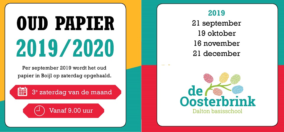 Nieuw schema oud papier ophalen De Oosterbrink
